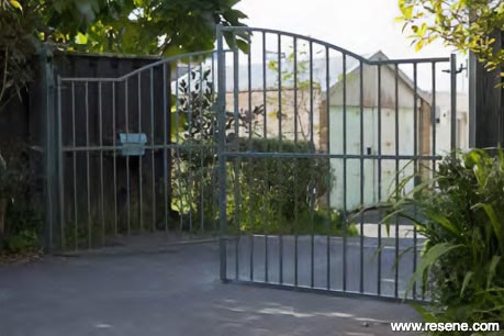 Gate with verdigris paint effect