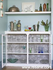 Paint wallpaper and upcycle your drinks cabinet