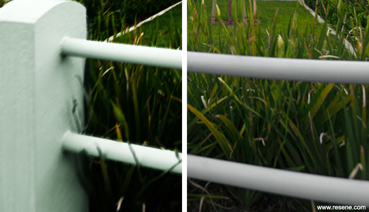 Exterior fence Resene Apple Green Bottom and Resene Trojan