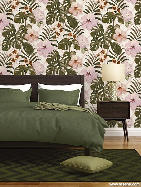 Calming pink and green - Resene Wallpaper 36518-18