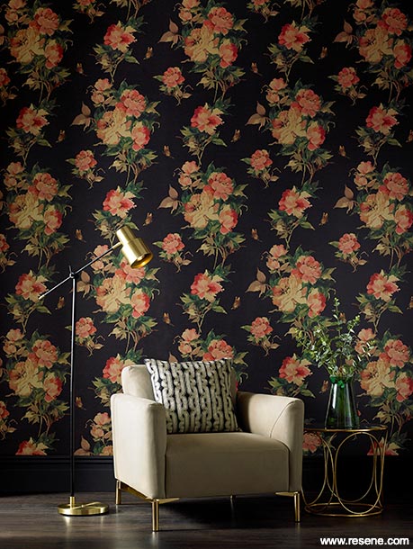 Dark floral design - Resene Wallpaper 1703-108-06