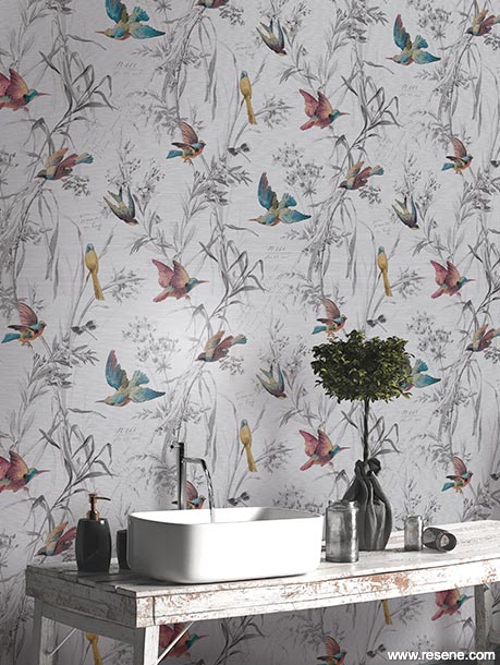 Colourful birds - Resene Wallpaper FJ40909