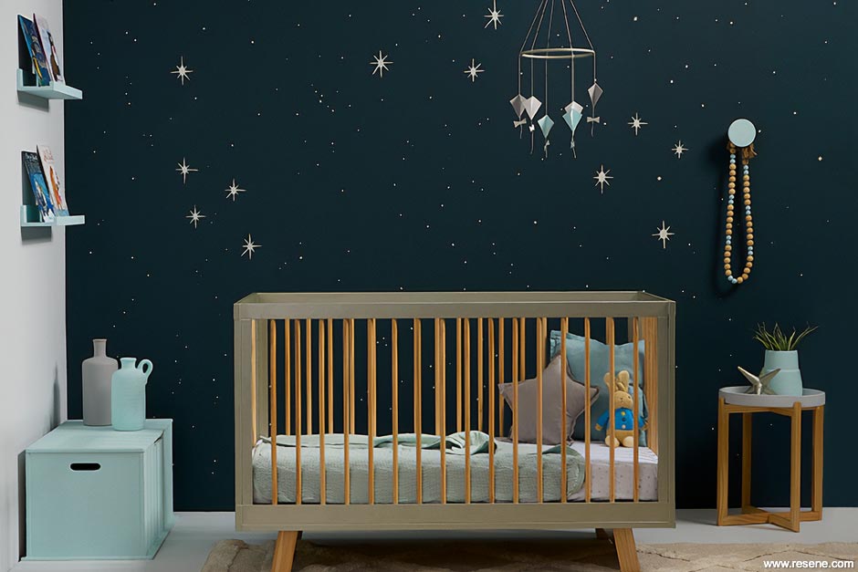 A starry night themed nursery