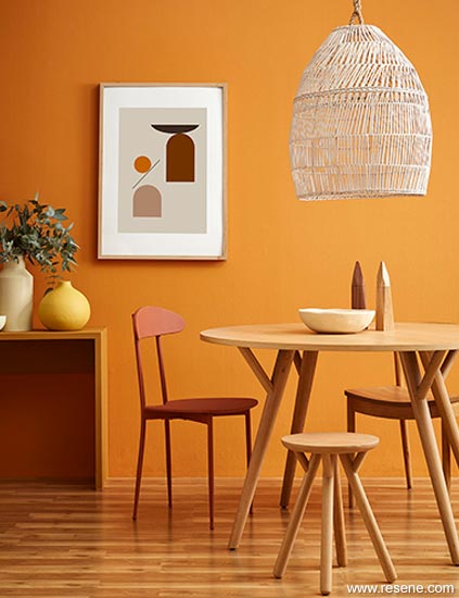 A spicy and sophisticated take on a classic citrus dining room