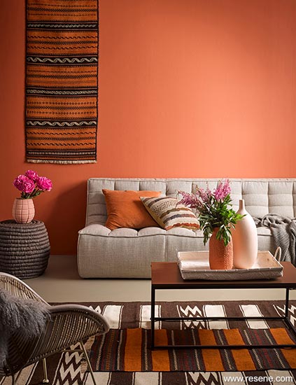 A Kilmn inspired orange and grey lounge