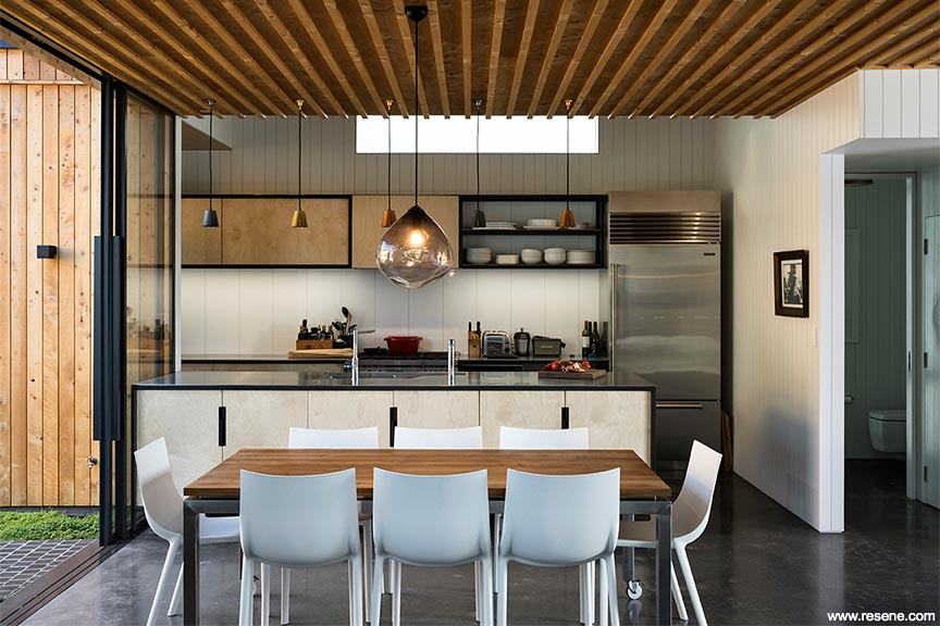Natural timber, light and crisp white kitchen