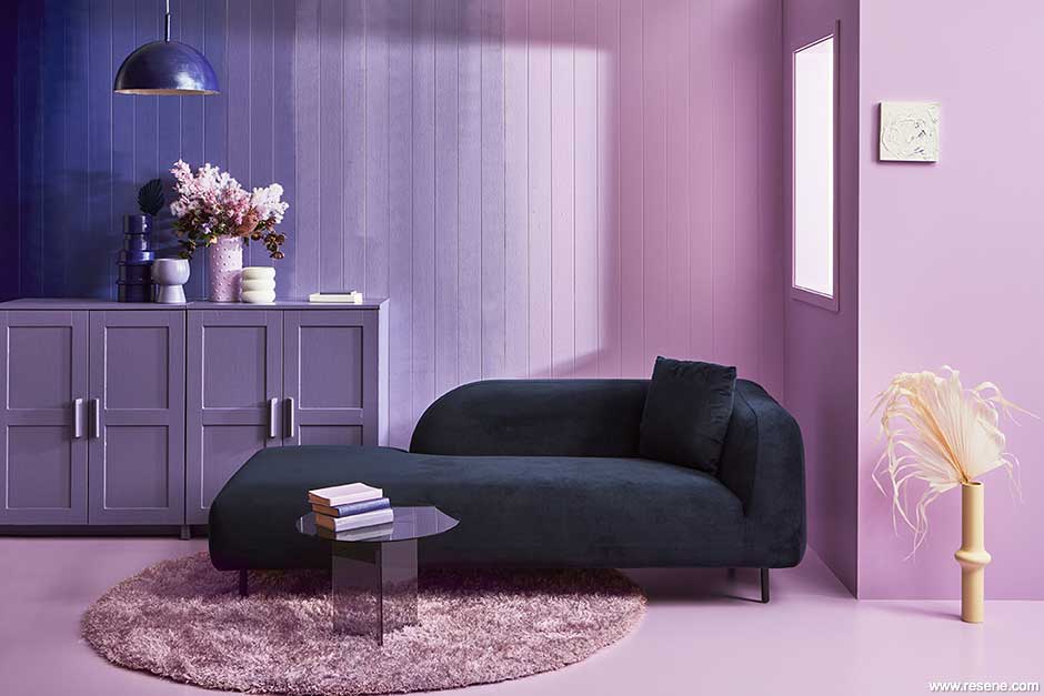Painted in purples - an ombre wall effect
