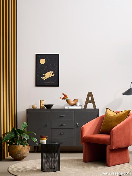 A gold and black striped room