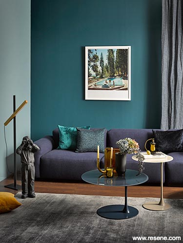 70s teal and blue lounge