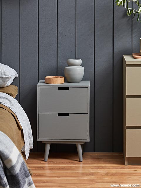 Grey walls and side table