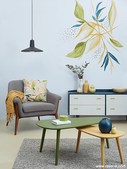 Paint a cushion inspired mural in your lounge