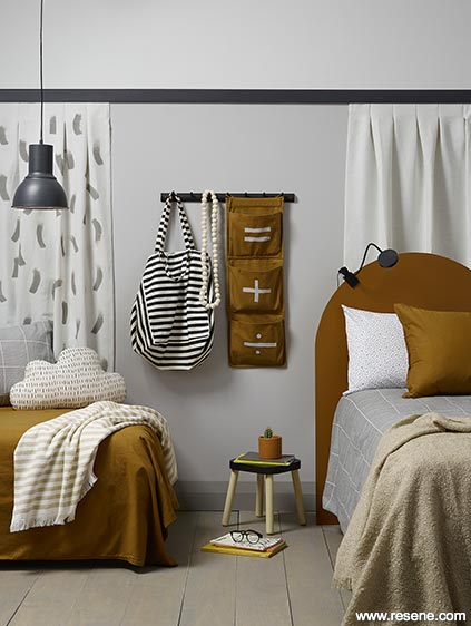 A kids' room with a  neutral pallete