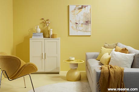 A mellow yellow lounge using a tonal yellow scheme
