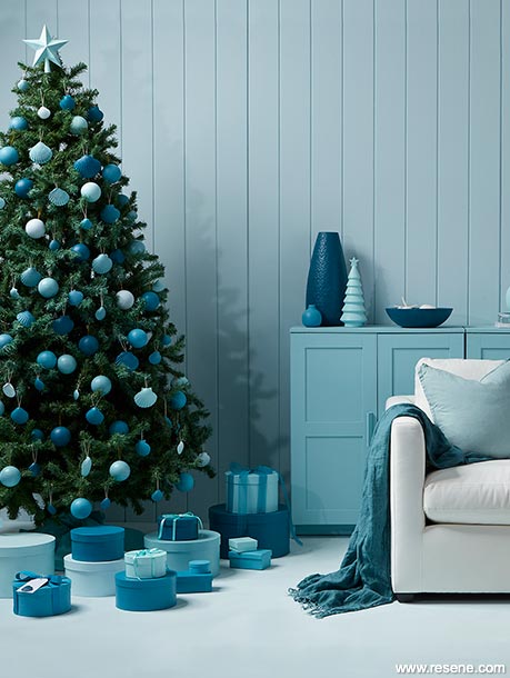 Blue interior christmas decorations