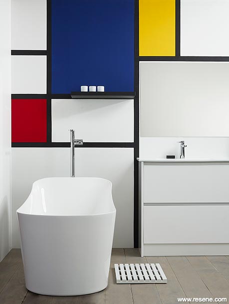 A Mondrian statement - grid-like bathroom