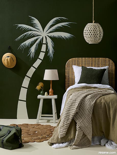 A green surfie beach themed teen bedroom