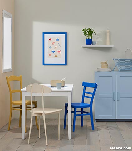 Kitchen update - paint chairs in differnet colours