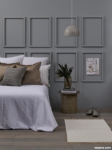 A grey bedroom with battens 2
