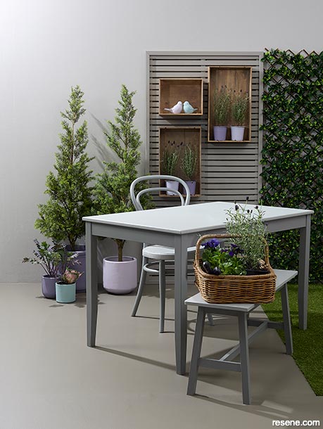 A brown and purple outdoor space