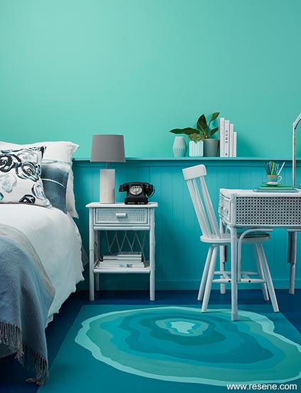 Aquas and teal in the bedroom