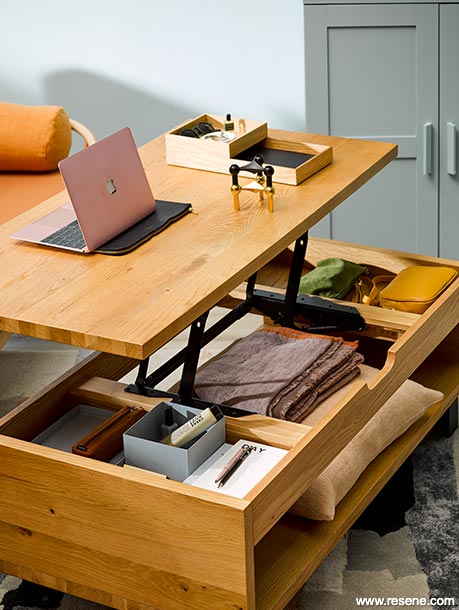 A coffee table with storage