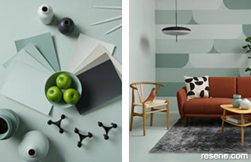 Painted modernist wall mural