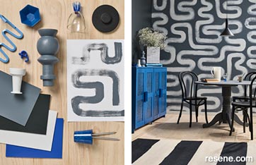 A handpainted wall swirly mural for your dining room