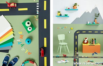 Paint an motorway to play cars in your childs bedroom