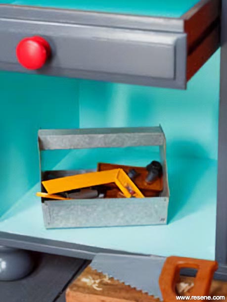 A blue and grey kid's toolbox
