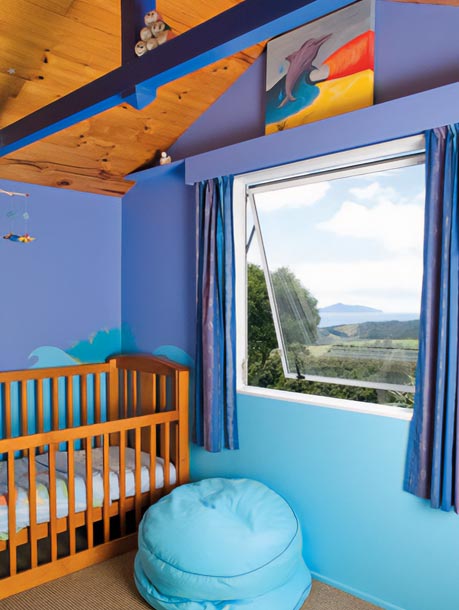 A blue sea themed bedroom