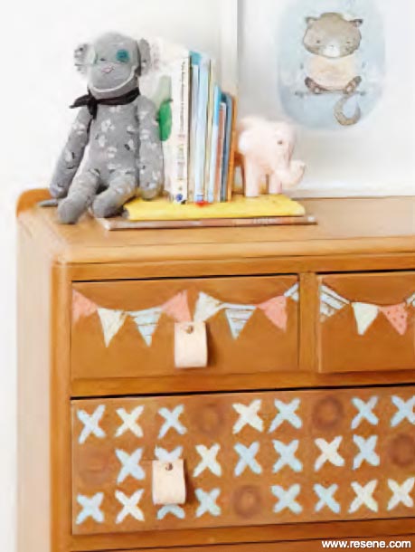 Bunting on cchest of drawers for kid's