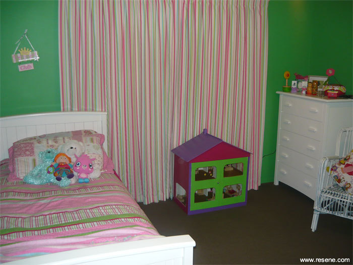 Resene Fruit Salad is a perfect green for a girl's room
