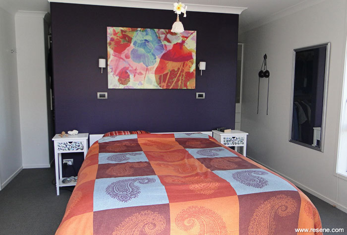 Resene Tarot on master bedroom feature wall