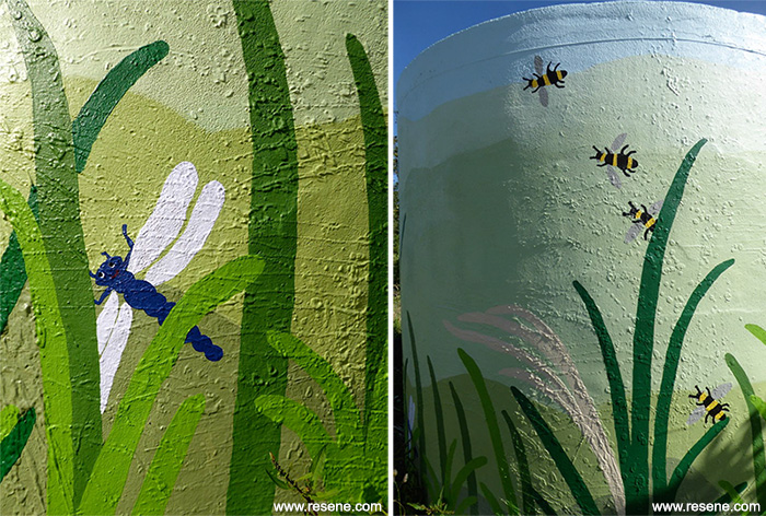 Decorated watertank with Resene Paints