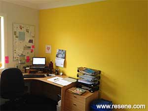 Office with Resene Wild Thing wall