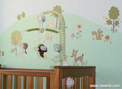 Cute woodland animal wall decals and used those as the basis of the theme
