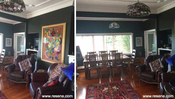 Resene Black Forest in kitchen and dining room