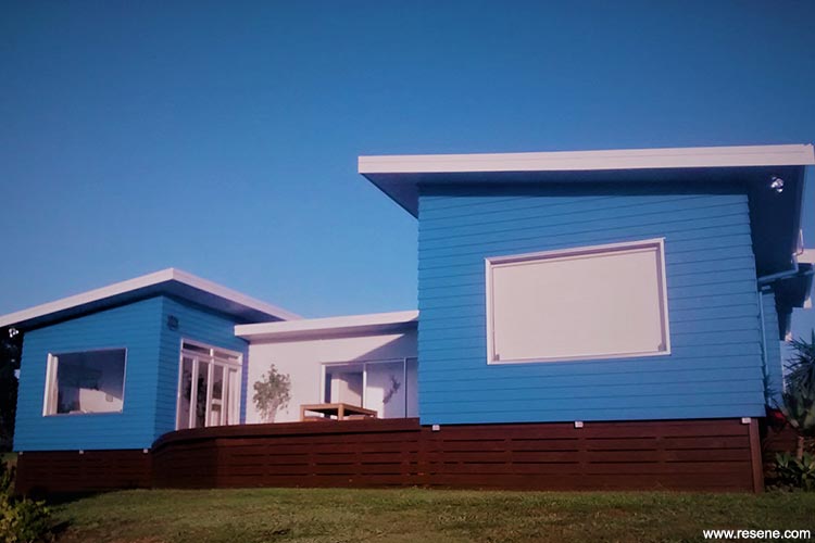Exterior blue area with decks