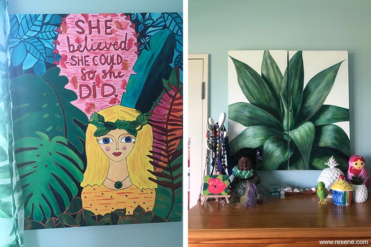Girls jungle inspired paintings
