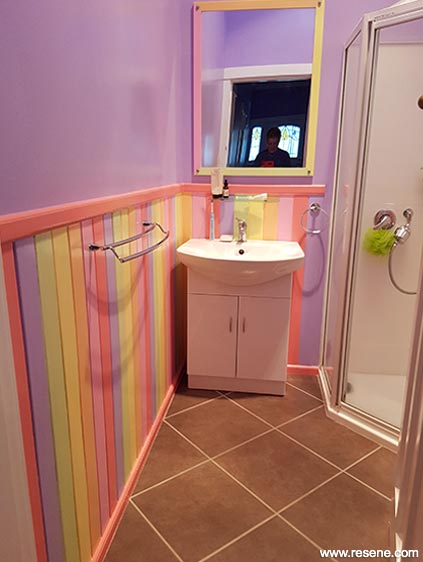 Colourful striped bathroom