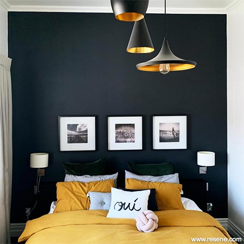 Black and yellow bedroom