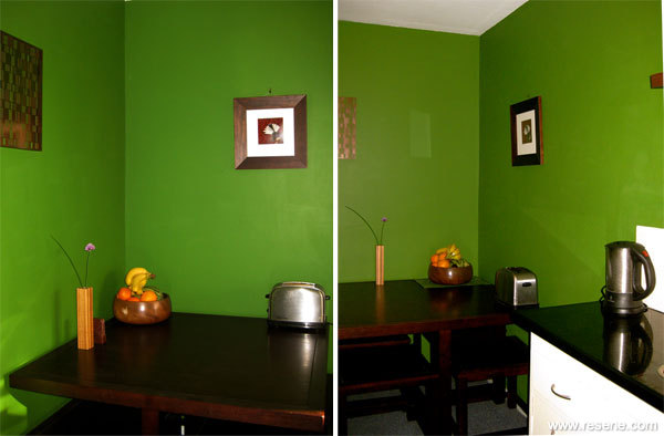 Resene Green Leaf on kitchen walls