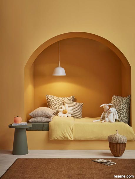 Golden archway - kids bedroom bed nook