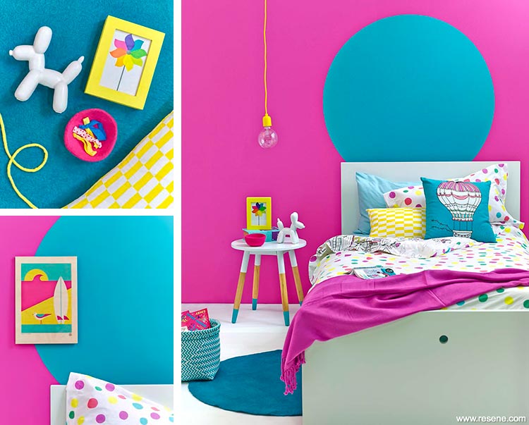 Girls room with bright colours.