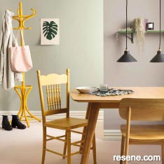 Use colour to define the dining area in an open plan room