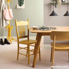 Use colour to define the dining area in an open plan room