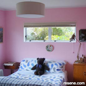 Pink and white guest bedroom