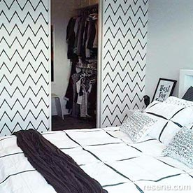 Black, white, and grey master bedroom