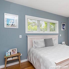 Light blue and white master bedroom