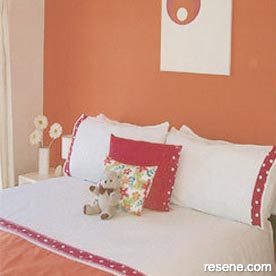 Orange and white bedroom
